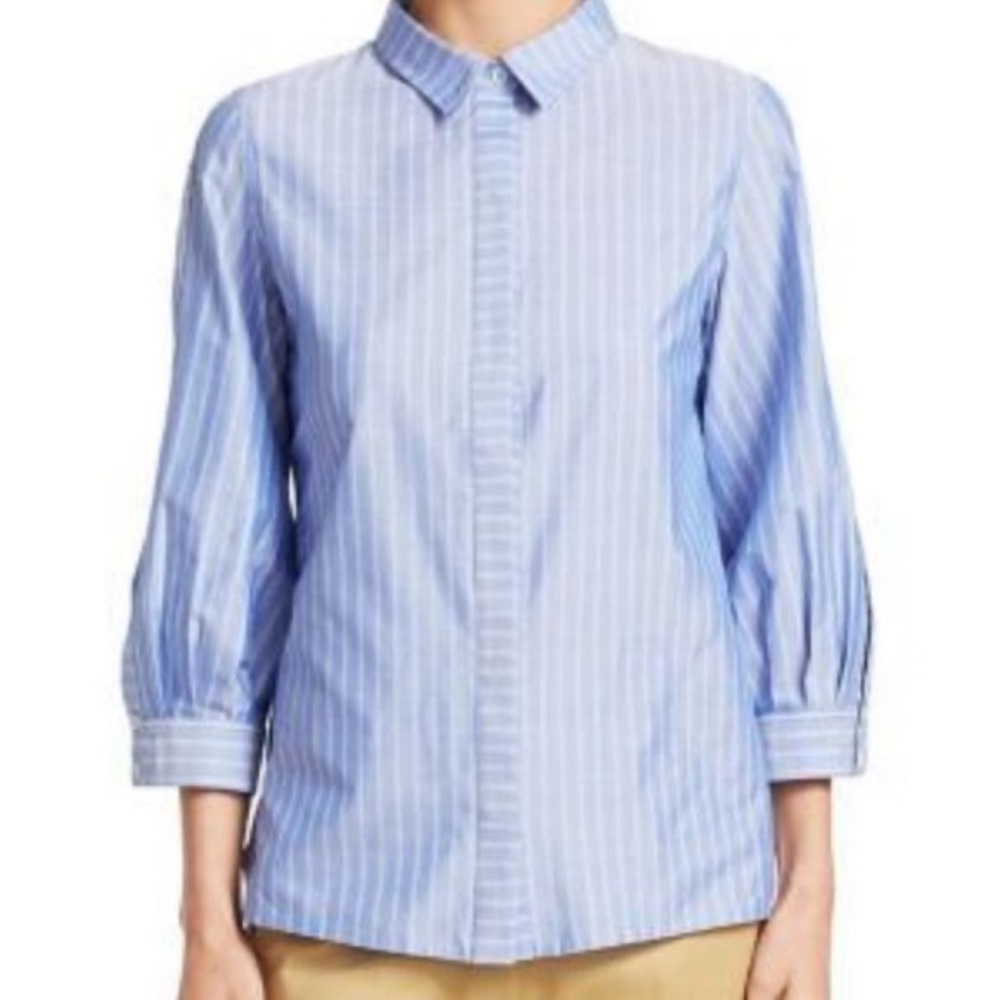 Gentry Portofino 100% cotton striped button sleeve blouse Sz. 8